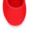 Girl's Mary Jane with Japanese-style buckle in COTTON canvas in RED color.