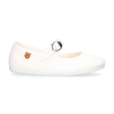 Mercedita niña con hebilla tipo japonesa en PIQUÉ BLANCO.