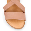 NOBUCK leather sandals with crossed rear straps for toddler girls.