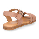 NOBUCK leather sandals with crossed rear straps for toddler girls.