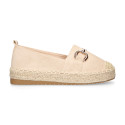 Alpargata mujer tipo mocasín con estribo en color dorado