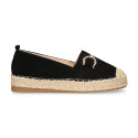 Alpargata mujer tipo mocasín con estribo en color dorado