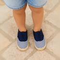 Kids Cotton canvas LACES UP shoes Espadrille style with STRIPES design.
