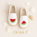 WATERMELON design Cotton canvas Slip on Espadrille shoes with elastic bands for kids.