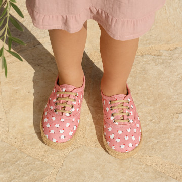 CHICKS print canvas little laces-up shoes espadrille style for kids.