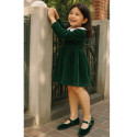 Mercedita niña con hebilla tipo japonesa en TERCIOPELO VERDE BOTELLA