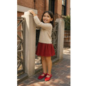 Girl's Mary Jane with Japanese-style buckle in VELVET canvas in RED color