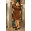 Girl's Mary Jane with Japanese-style buckle in VELVET canvas in NUT BROWN
