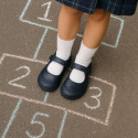 Mercedita niña colegial sin cordones y con puntera reforzada en piel lavable.