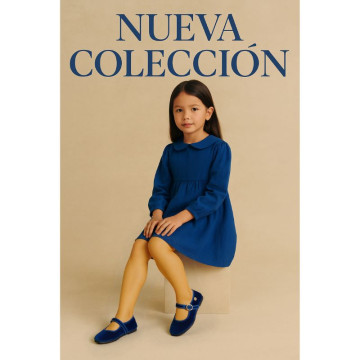 Mercedita niña con hebilla tipo japonesa en TERCIOPELO AZULÓN