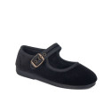 Girl's Mary Jane with buckle in VELVET canvas in BLACK color