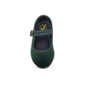 Girl's Mary Jane with buckle in VELVET canvas in GREEN color