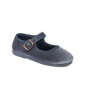 Girl's Mary Jane with buckle in VELVET canvas in GREY color