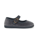 Girl's Mary Jane with buckle in VELVET canvas in GREY color