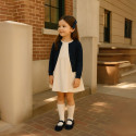 Girl's Mary Jane with buckle in VELVET canvas in NAVY BLUE color
