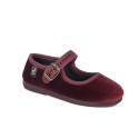 Girl's Mary Jane with buckle in VELVET canvas in DEEP RED color