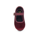 Girl's Mary Jane with buckle in VELVET canvas in DEEP RED color