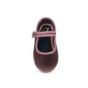 Girl's Mary Jane with buckle in VELVET canvas in MAKE UP PINK color
