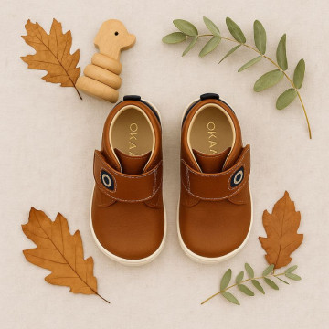 Botita casual niños OKAA FLEX sin cordones en colores OTOÑALES.