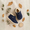 New Kids Bootie OKAA FLEX shoes with Wallabee design and with side zipper closure.