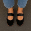 Women's black velvet Mary Jane with elastic band closure