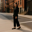 Women's black velvet Mary Jane with elastic band closure