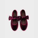 Women's deep red velvet Mary Jane with elastic band closure