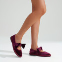 Women's deep red velvet Mary Jane with elastic band closure