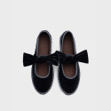 Women's black velvet Mary Jane with bow