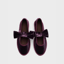Women's purple velvet Mary Jane with bow
