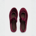 Women's deep red velvet Mary Jane with elastic band closure