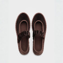 Women's brown velvet Mary Jane with elastic band closure