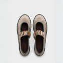 Women's taupe velvet Mary Jane with elastic band closure