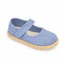 Alpargata niña Mercedita de lino Azul Medio con cierre adherente