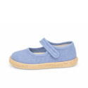 Alpargata niña Mercedita de lino Azul Medio con cierre adherente