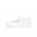 White Linen Mary Jane Shoes for Children with buckle fastening