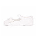 White Linen Mary Jane Shoes for Children with Bow and buckle fastening
