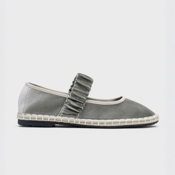 Women's grey mint velvet Mary Jane with elastic band closure