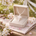 Girl's necklace with Mother of Pearl Cross for communion.