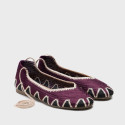 Aubergine color Crochet Woman Ballet Flats with Ankle Ties