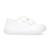 Zapatilla BAREFOOT niños sin cordones en lona en color blanco