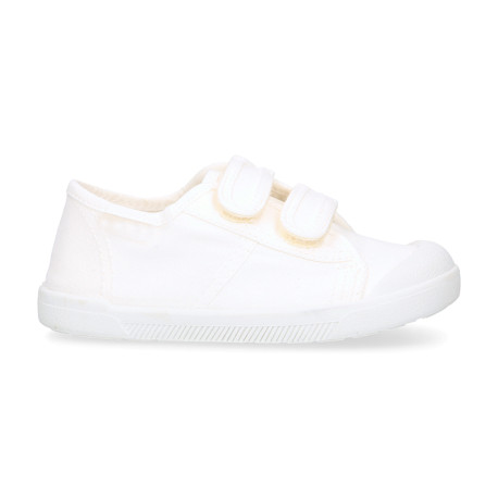 Zapatilla BAREFOOT niños sin cordones en lona en color blanco