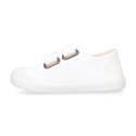 Zapatilla BAREFOOT niños sin cordones en lona en color blanco