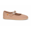 Girl's Mary Jane with Japanese-style buckle in COTTON canvas in TAN color.