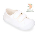 BAREFOOT Kids sneaker shoes laceless in white cotton canvas