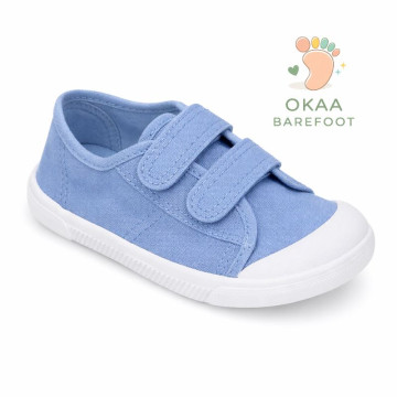 Zapatilla BAREFOOT niños sin cordones en lona en color jeans