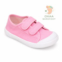 Zapatilla BAREFOOT niños sin cordones en lona en color chicle
