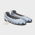 Blue color Crochet Woman Ballet Flats with Ankle Ties