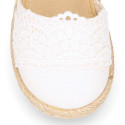 White Linen Ceremony Espadrille Shoes for girls with Spring lace