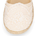 Linen Ceremony Espadrille Shoes for girls with waves lace design